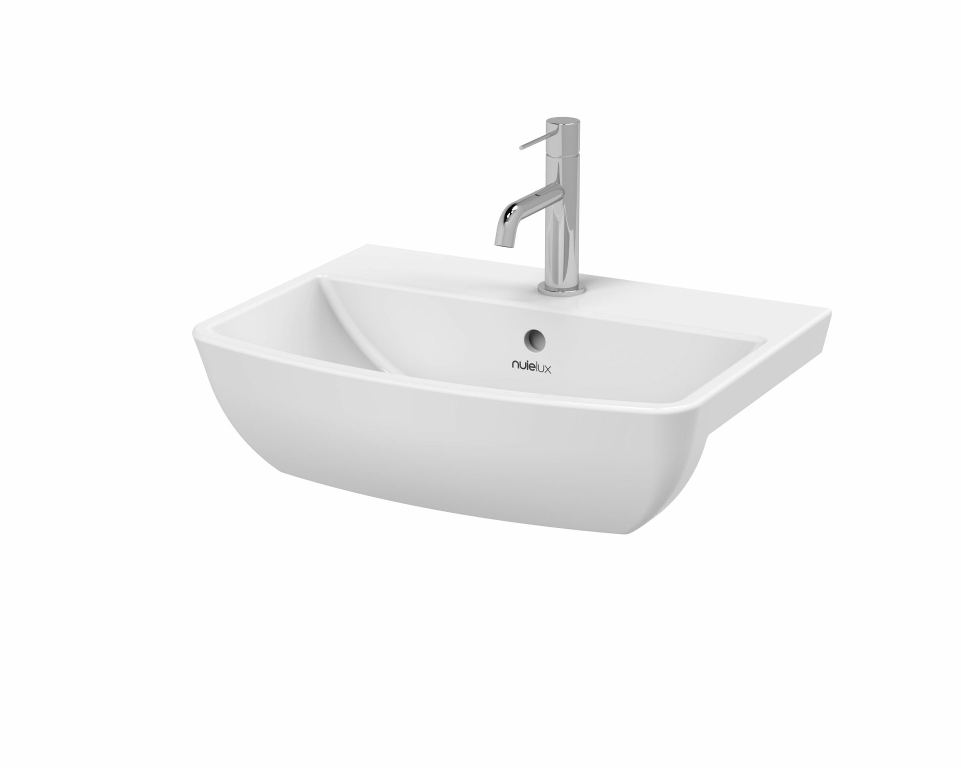 Nuie Lux 1TH 500mm Ceramic Square Semi-Recessed Basin