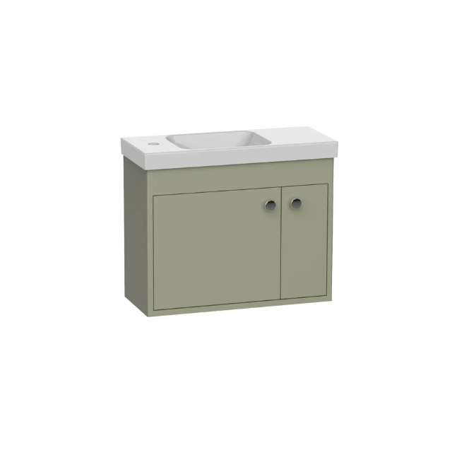 R2 Klein 600mm 2 Door Wall Mounted Vanity Unit & Basin – Matt Aloe Green