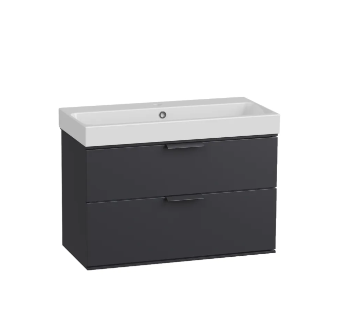 Roper Rhodes Scheme 800mm 2 Drawer Wall Hung Unit & Basin – Matt Carbon