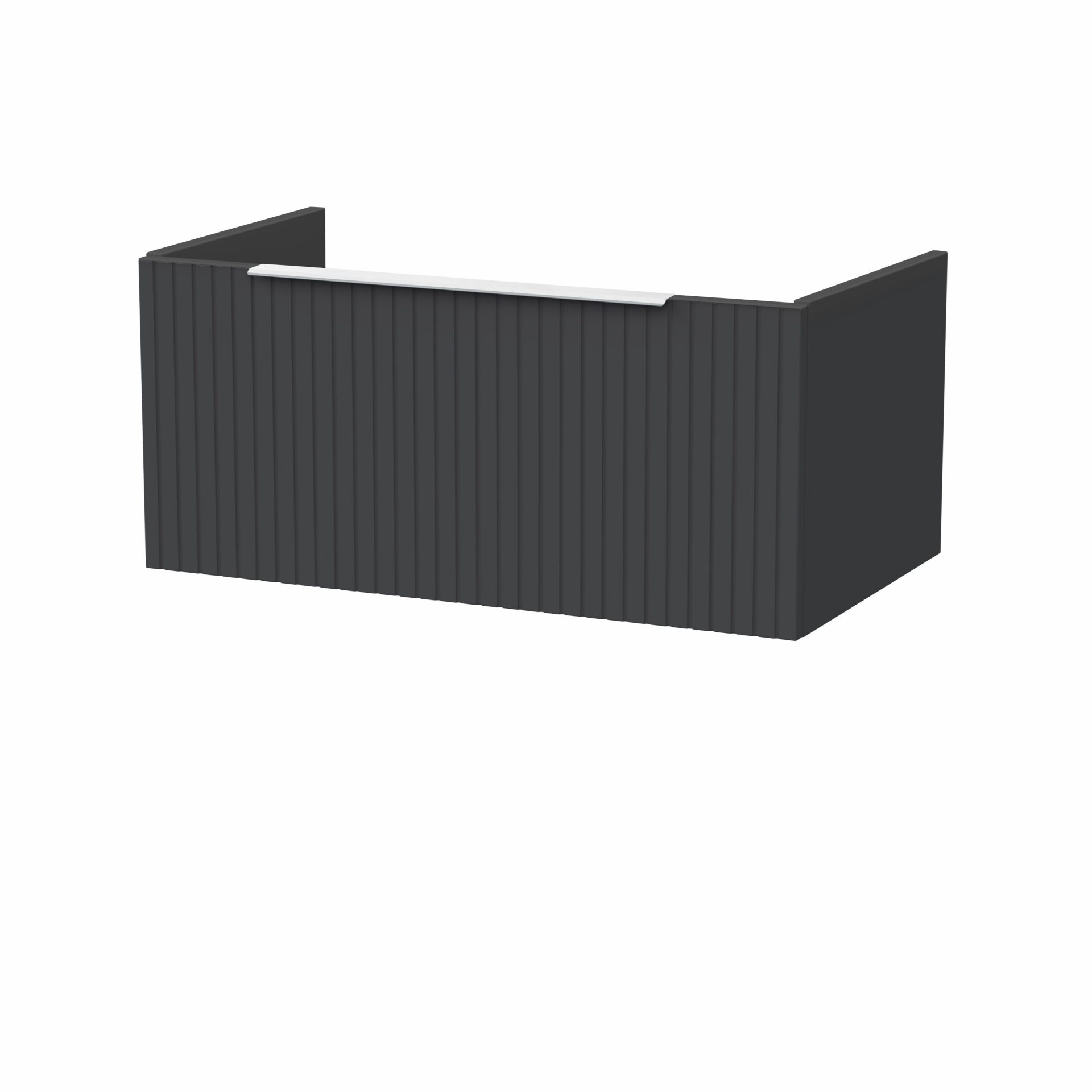 Nuie Lux Flume 800mm 1 Drawer Wall Hung Vanity Unit – Soft Black