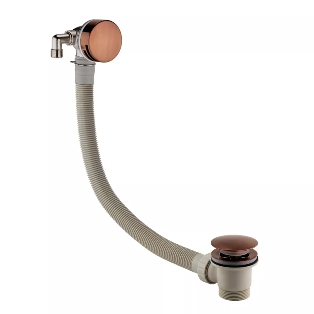 Eastbrook Bath Push Button Waste with Overflow Filler – Brushed Bronze