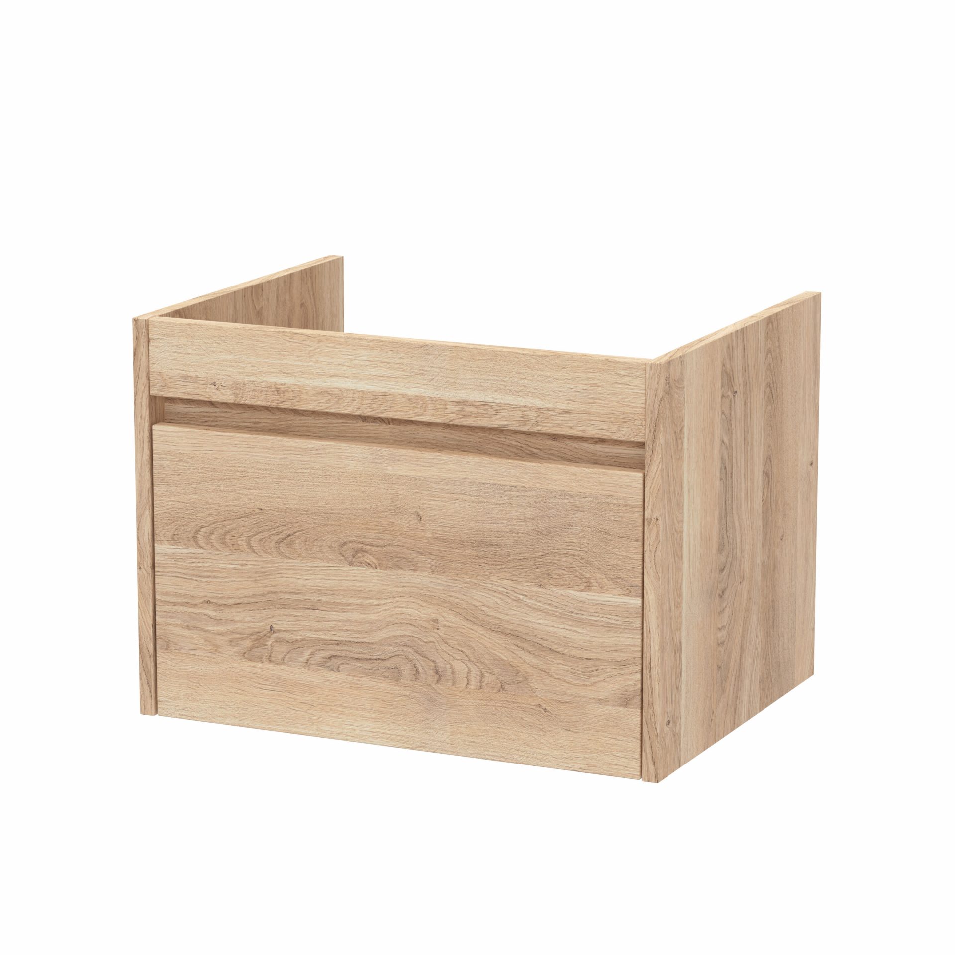 Nuie Lux Loftwood 600mm 1 Drawer Wall Hung Vanity Unit – Bleached Oak