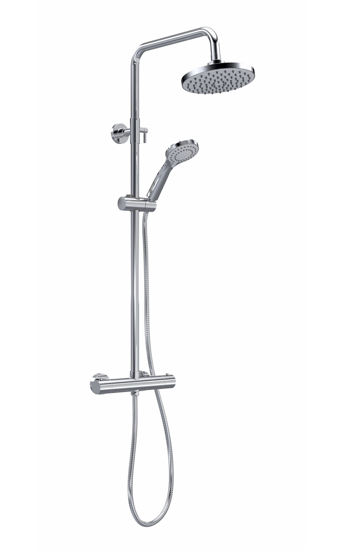 900mm Chrome Quadrant Shower Enclosure With White Tray, Waste and Round Thermostatic Shower Kit