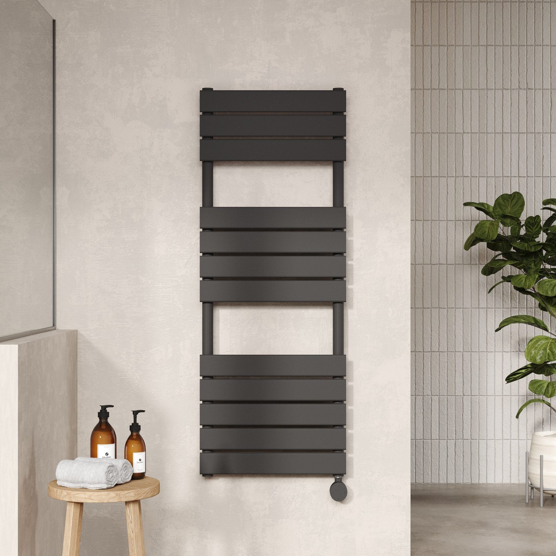 Nuie Vertical Electric Heated Towel Rail – Anthracite