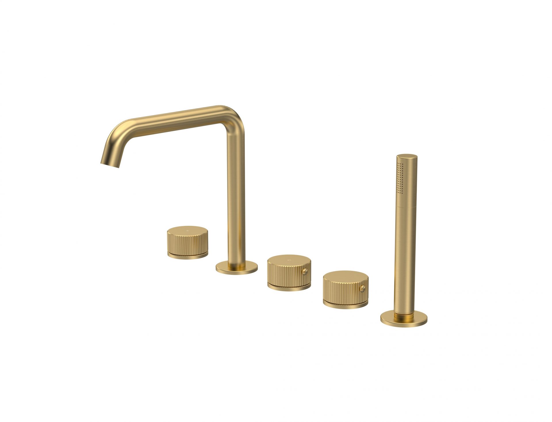 Nuie Lux Esker 5TH Deck Mounted Bath Shower Mixer (P Spout) – Brushed Brass