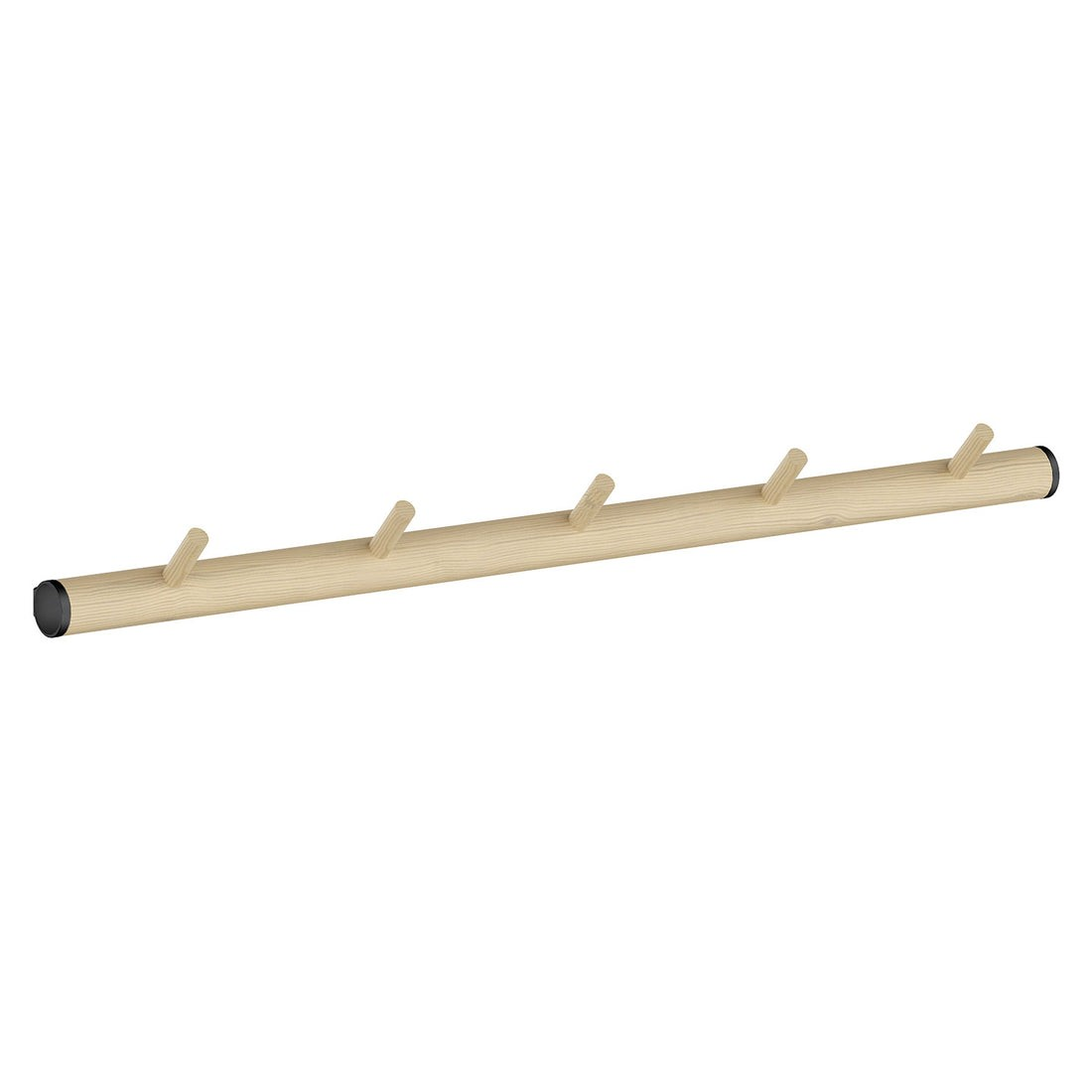 Smedbo Beslagsboden Horizontal Hook Rack, 5 Hooks – Black and Beech