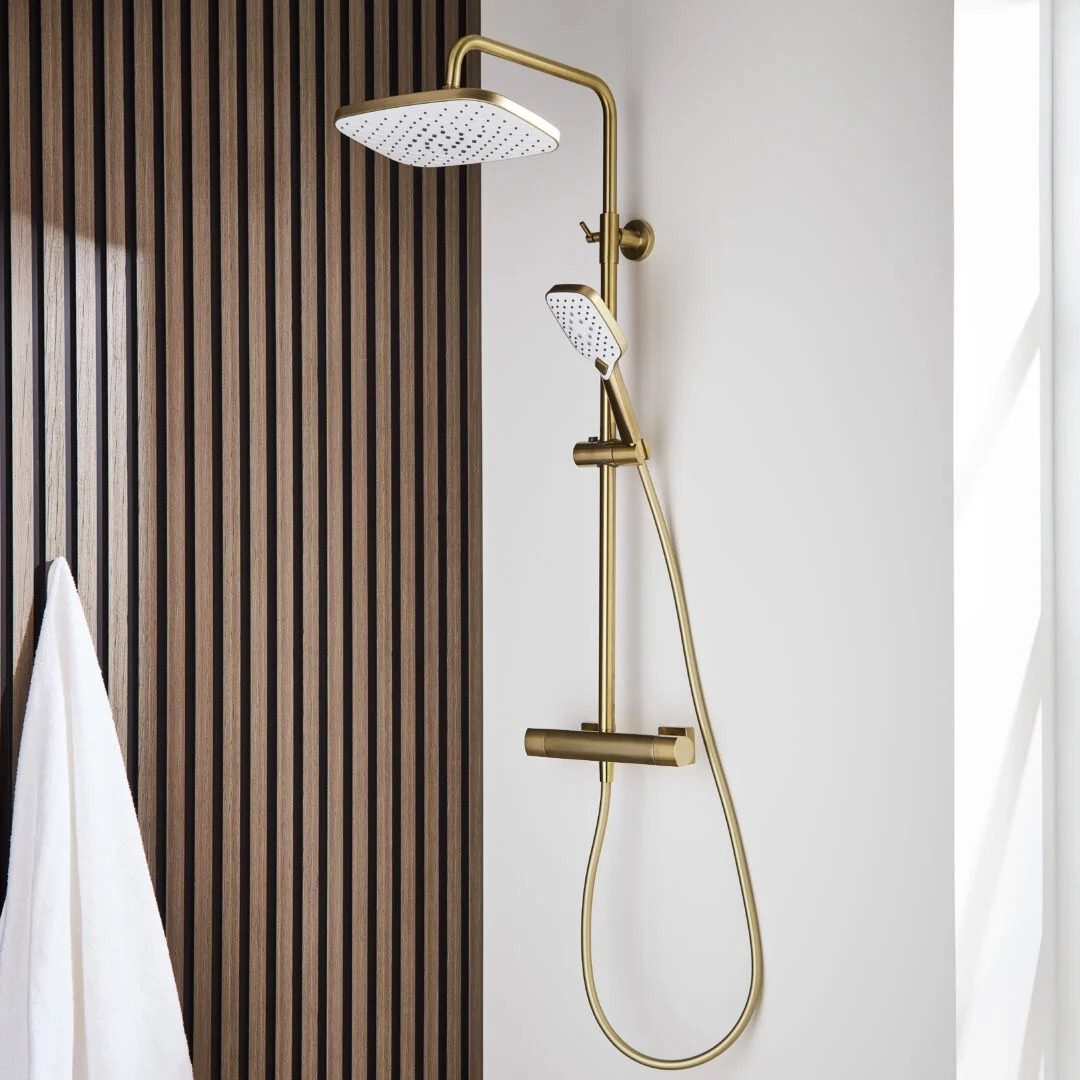 Kartell Kolt Shower With Sliding Handset & Drench Head – Brushed Brass