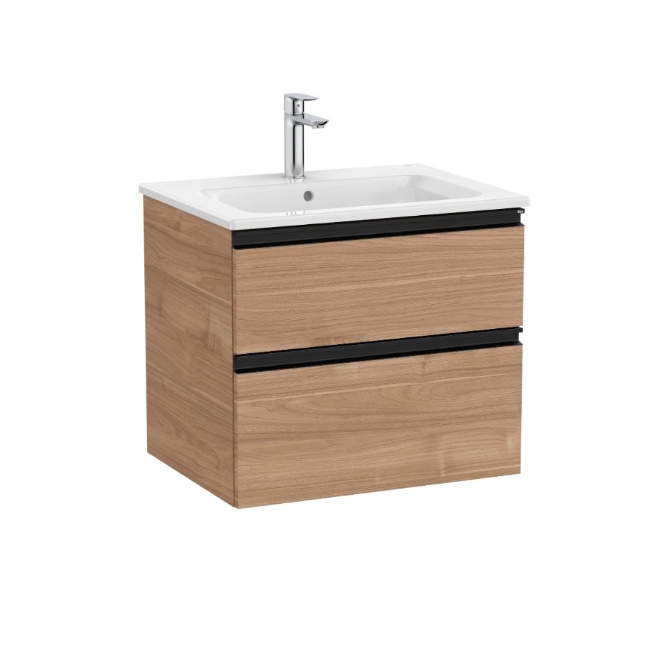Roca The Gap 600mm 2 Drawer Vanity Unit & Basin – Walnut