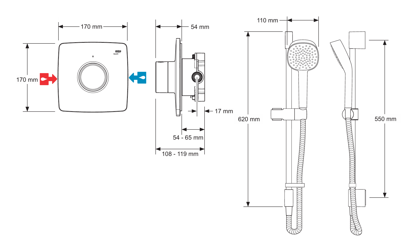 Mira Evoco Single Outlet Handheld Shower – Chrome