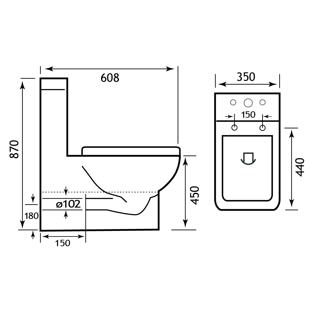 Eastbrook Collindale Rimless Comfort Height Close Coupled Back to Wall WC & Soft Close Seat