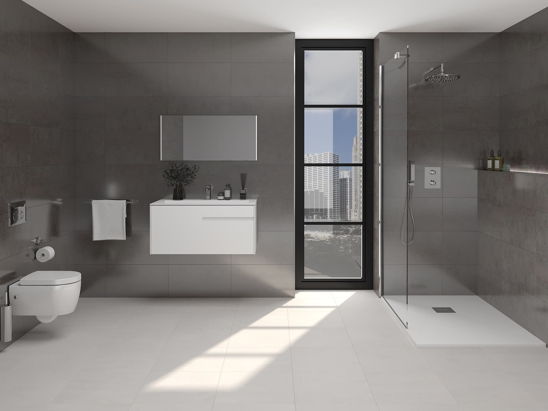 Porcelanosa Ferroker Platino Tile 44.3×44.3