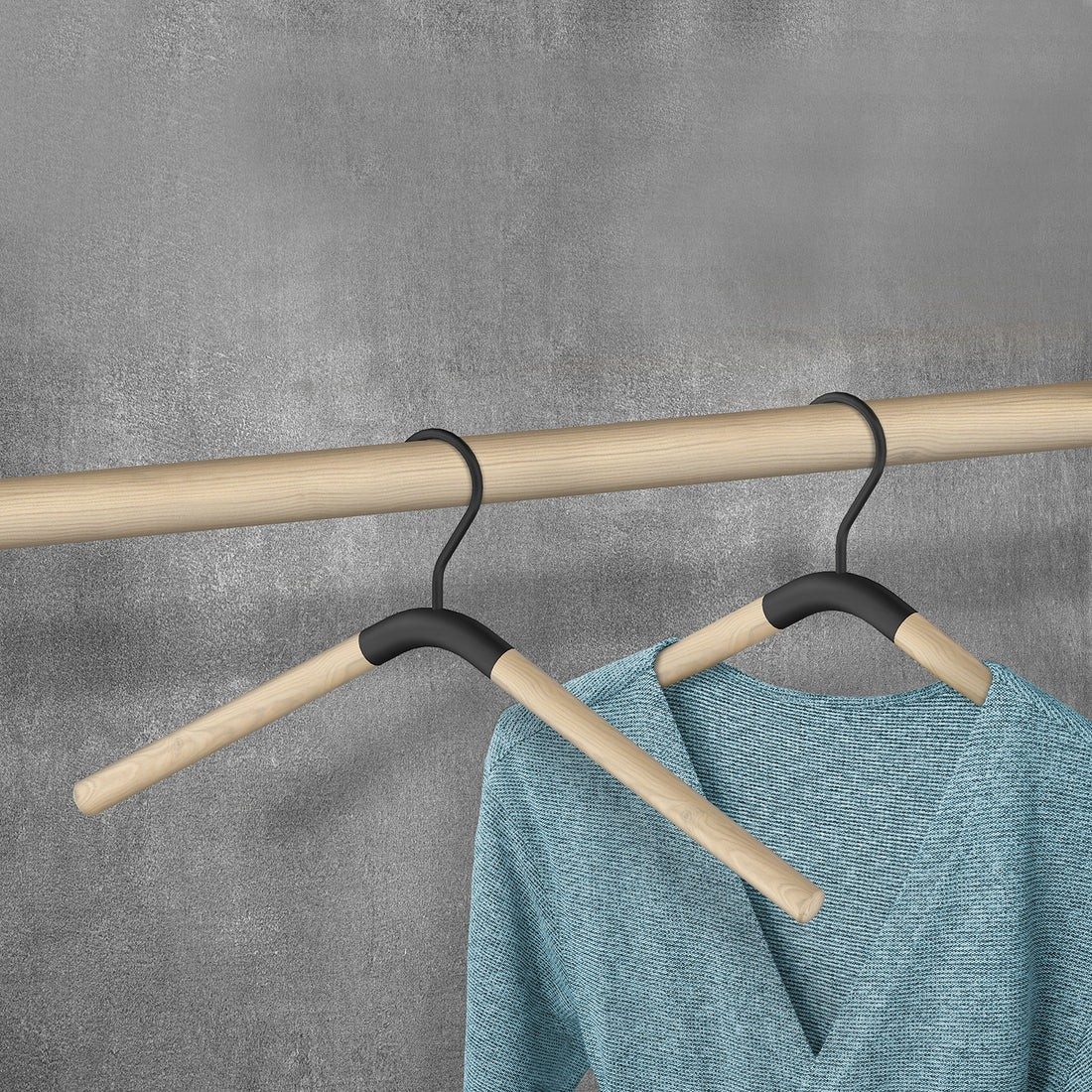Smedbo Beslagsboden Clothes Hanger, Pair – Black and Beech