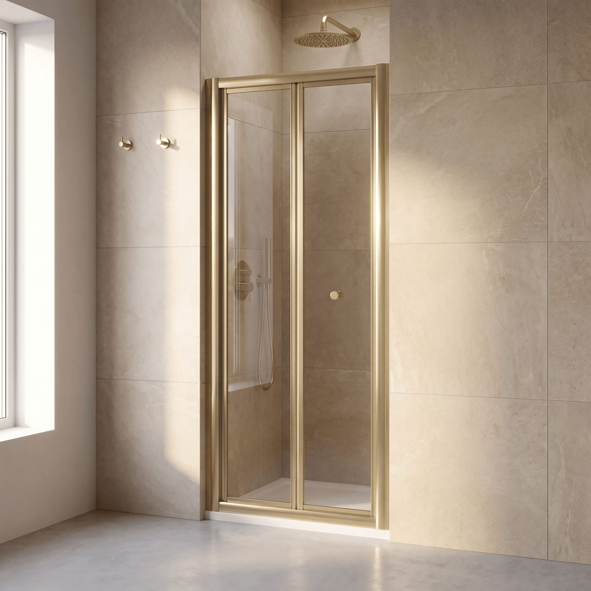 Nuie Rene 4mm Bifold Shower Enclosures – Brushed Brass