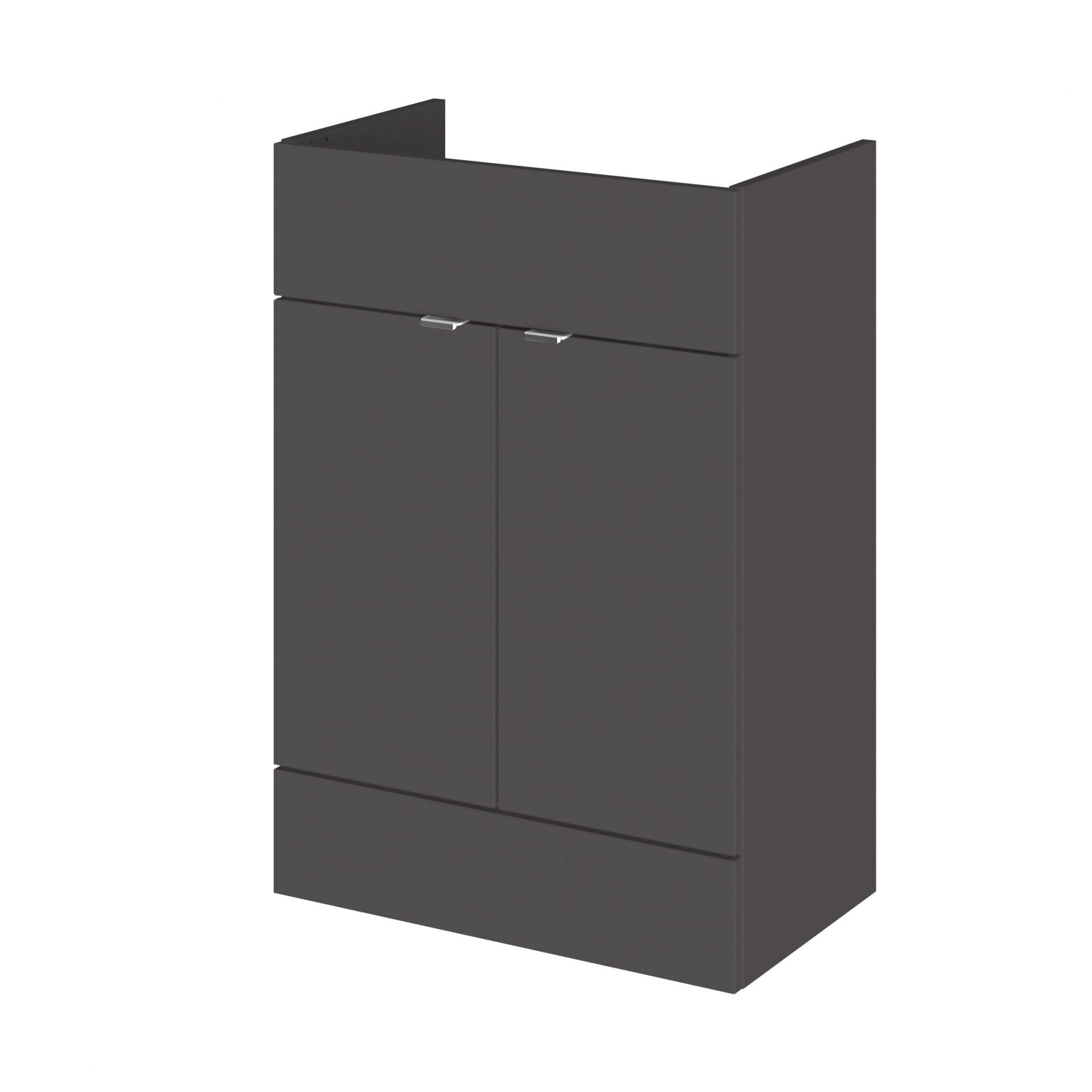 Hudson Reed Fusion Full Depth 600mm 2 Door Floor Standing Vanity Unit – Gloss Grey