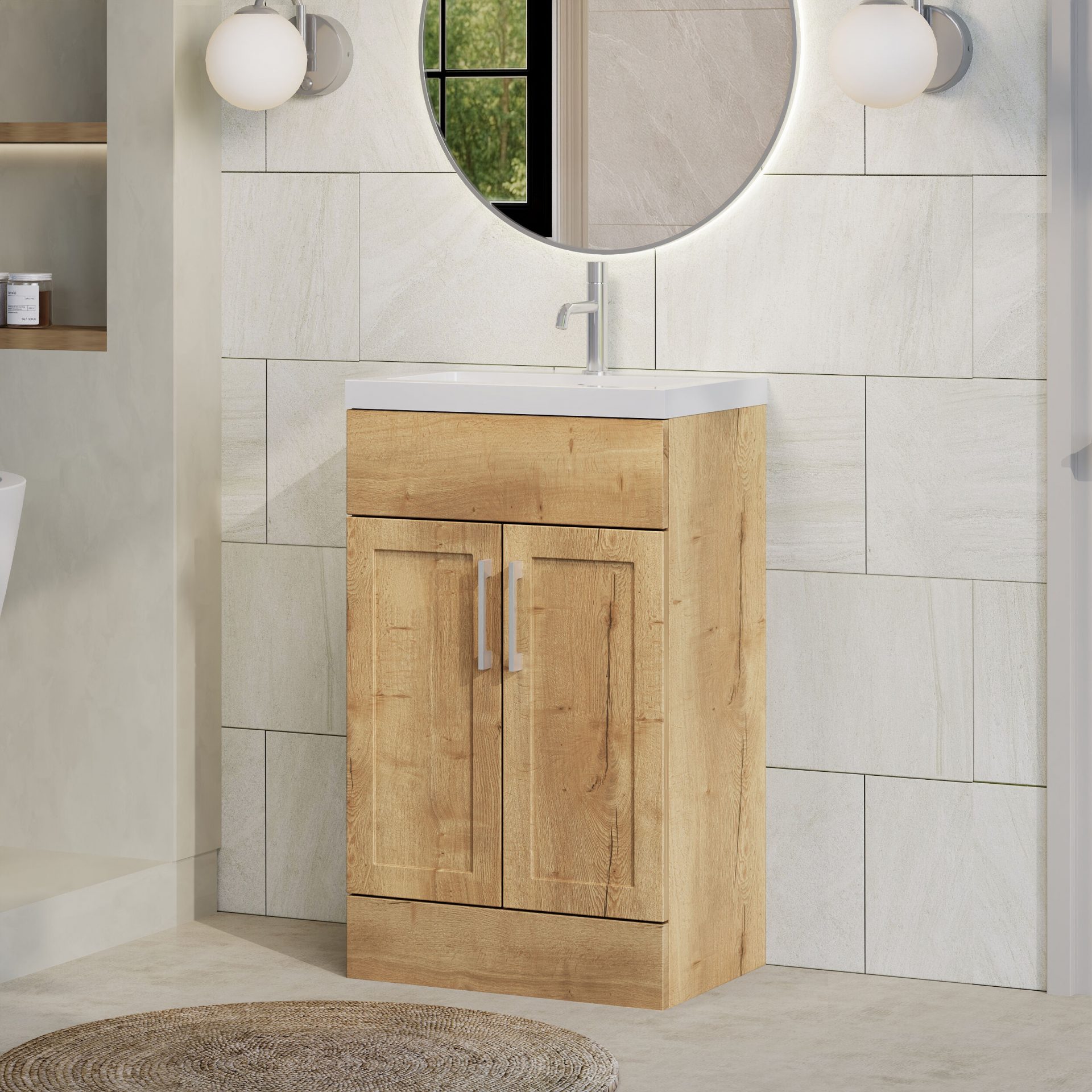 Nuie Lux Fable 500mm 2 Door Standard Floorstanding Unit – Autumn Oak