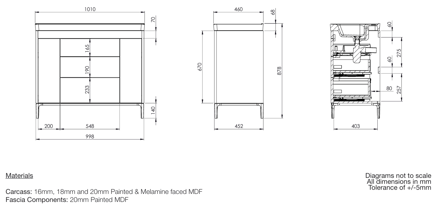 Roper Rhodes Fairmont 1000mm Freestanding Vanity Unit & Basin – Gloss White