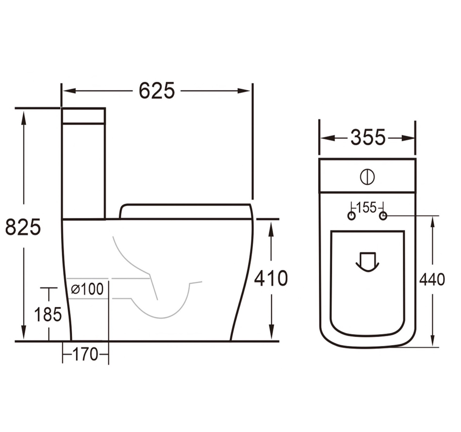 Eastbrook Sudbury Close Coupled Back To Wall Eco Vortex WC & Soft Close Seat