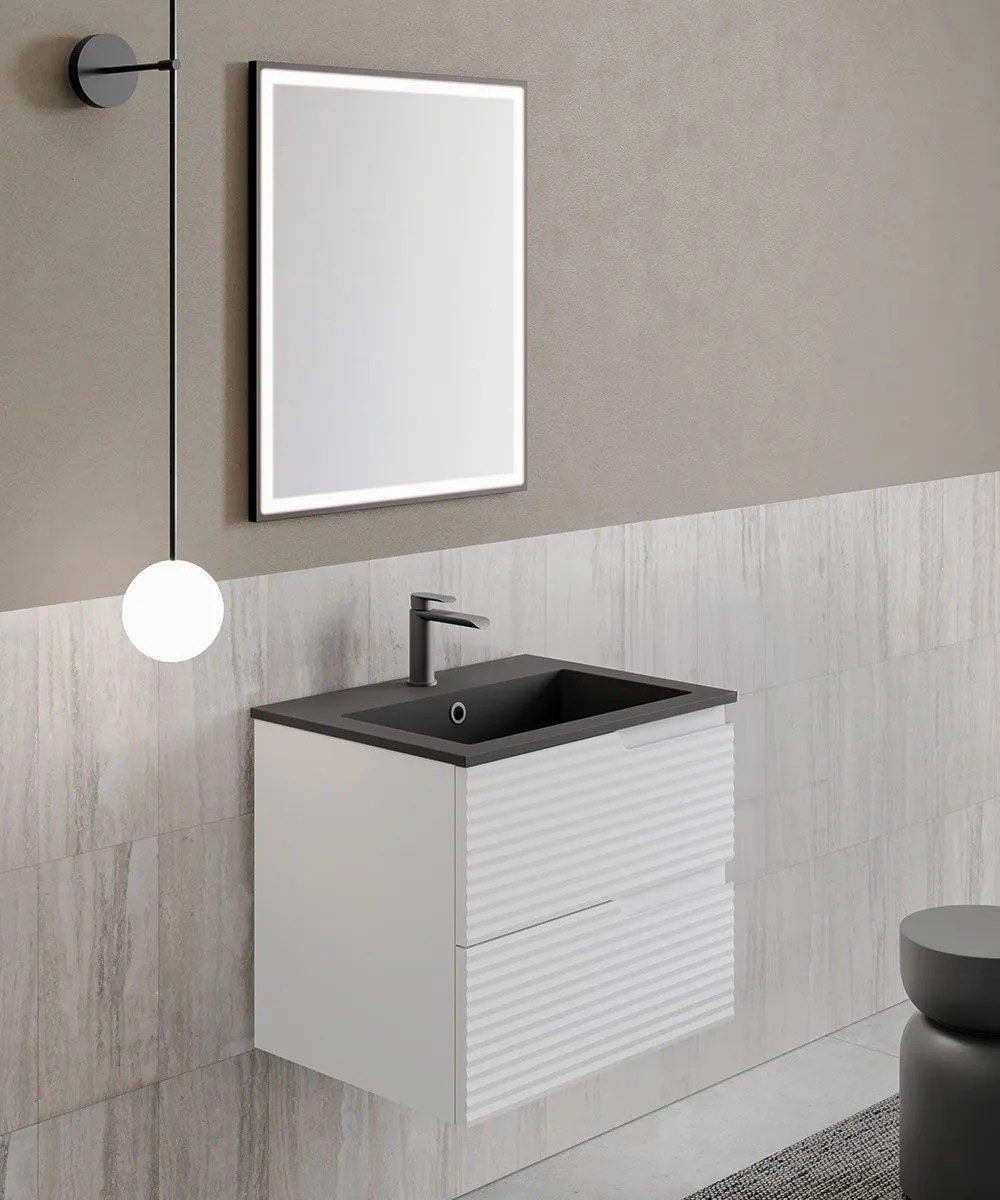 Qualitex Civetta 600mm 2 Drawer Wall Hung Unit & Basin – Matt White