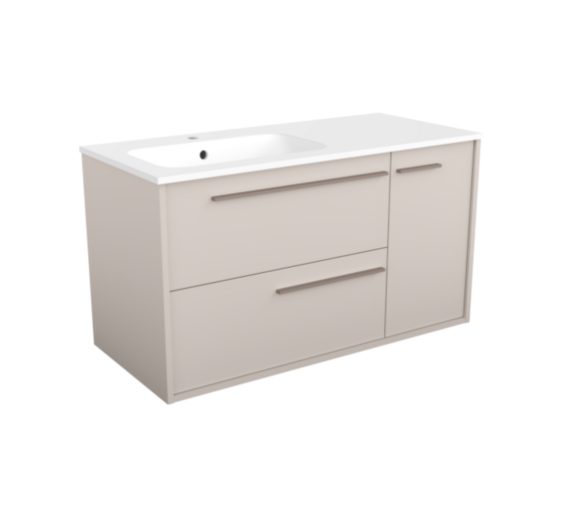 Tissino Tellao 1000mm Vanity Unit Inc Storage Column Pack – Soft Taupe