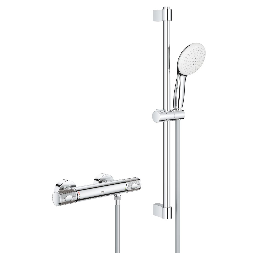 Grohe Grohtherm 1000 Performance Thermostatic Shower Mixer 1/2″ with Shower Set – Chrome