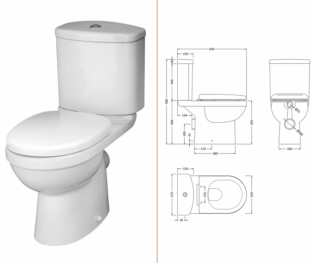 Bathroom Suite – Toilet, Cistern, Seat, Basin and Pedestal