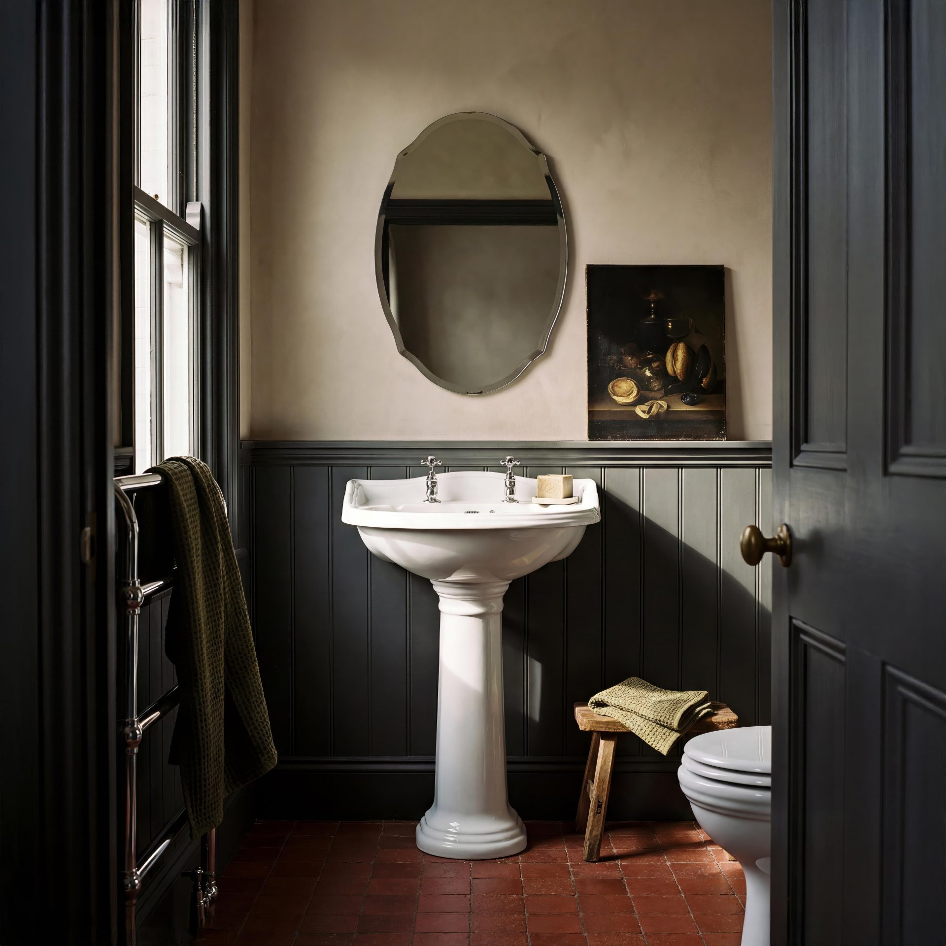 Old London Chancery Standard Height 2TH 600mm Ceramic Basin & Pedestal