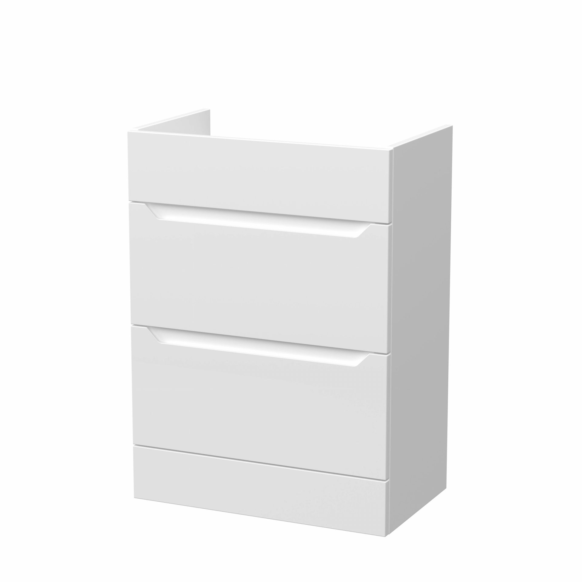 Nuie Lux Loave 600mm 2 Drawer Standard Floorstanding Unit – Matt White