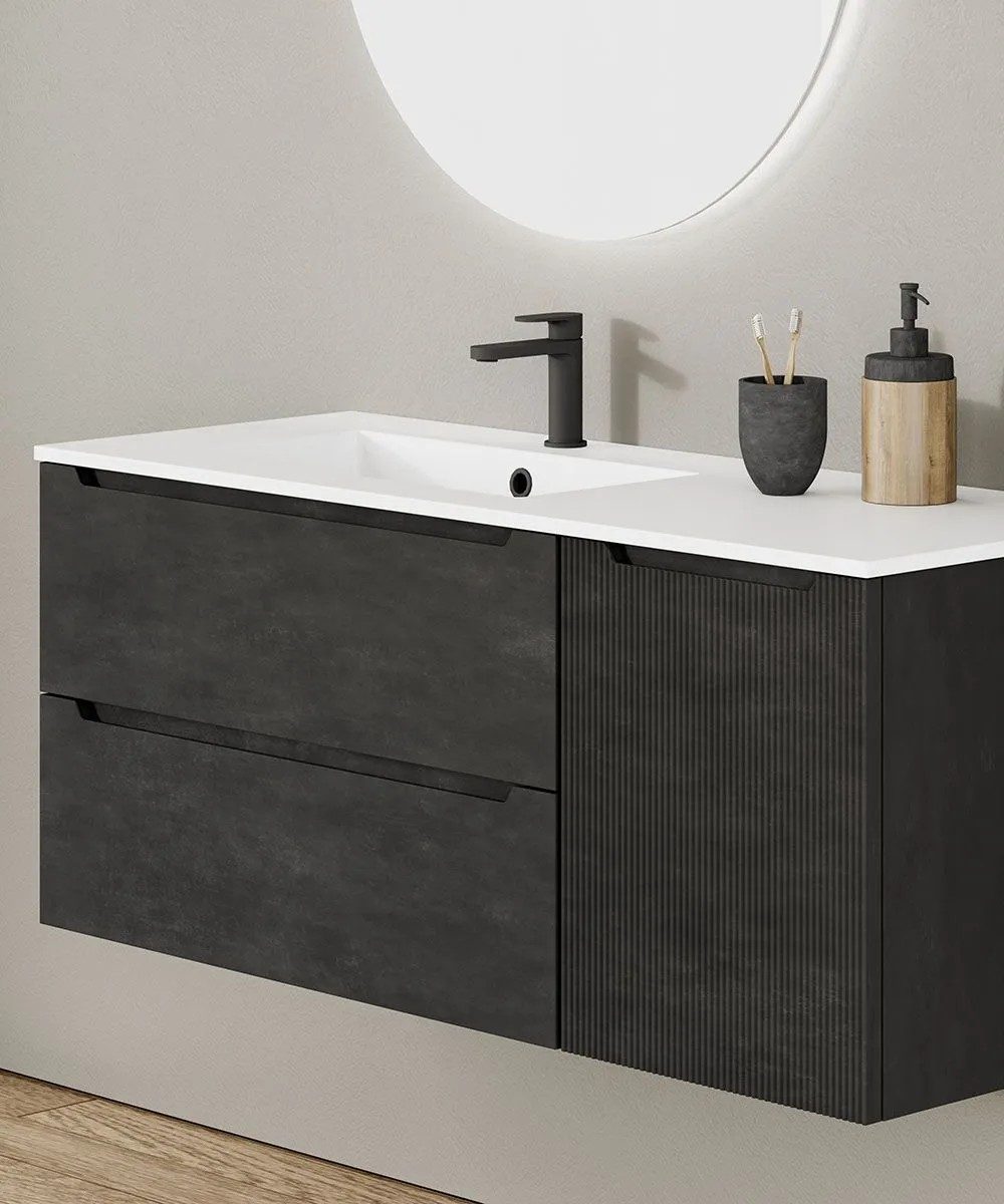 Qualitex Nova 1200mm 2 Drawer 1 Door Wall Hung Unit & Basin – All Colours