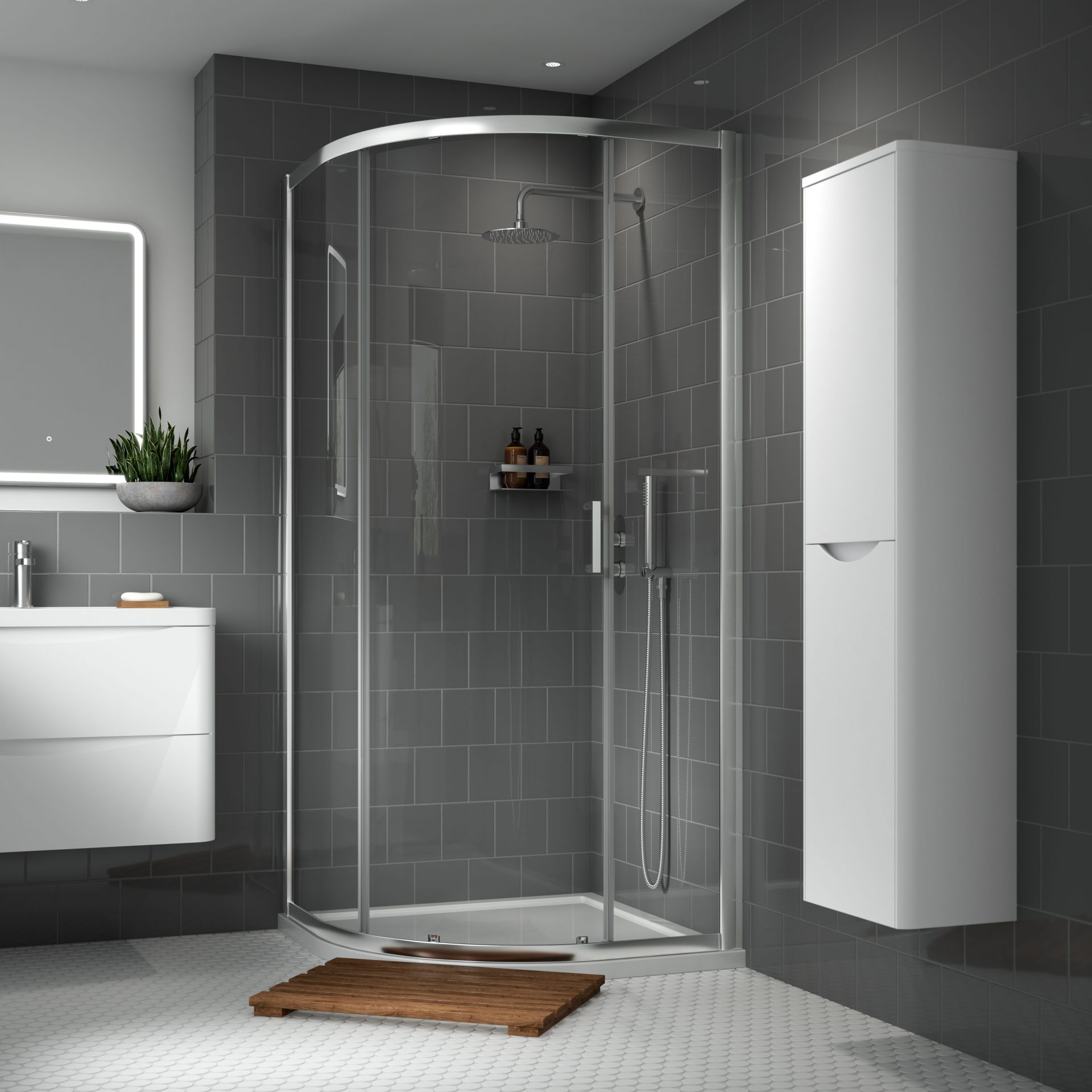 Nuie Rene 900mm Single Entry Quadrant Shower Enclosure – Chrome