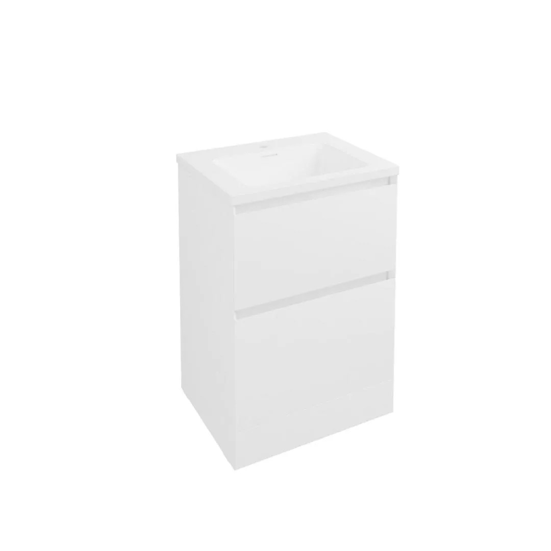 Eastbrook Badbury 600mm 2 Drawer Floorstanding Unit & Basin – Gloss White