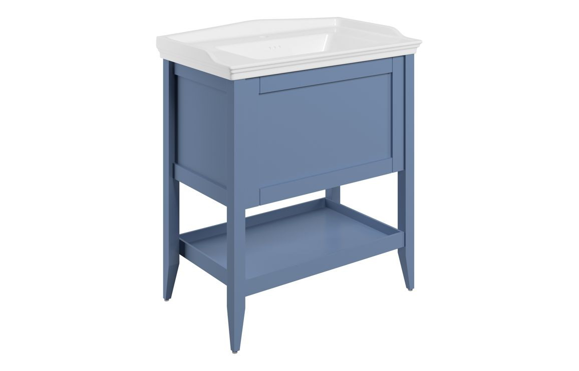 MyBathrooms Fonte 800mm 1 Drawer Floor Standing Unit & Basin – Matt Misty Blue