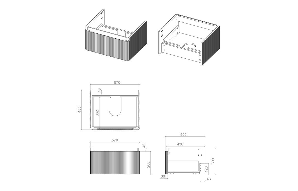 MyBathrooms Clara 605mm 1 Drawer Wall Hung Unit & Basin – Matt White