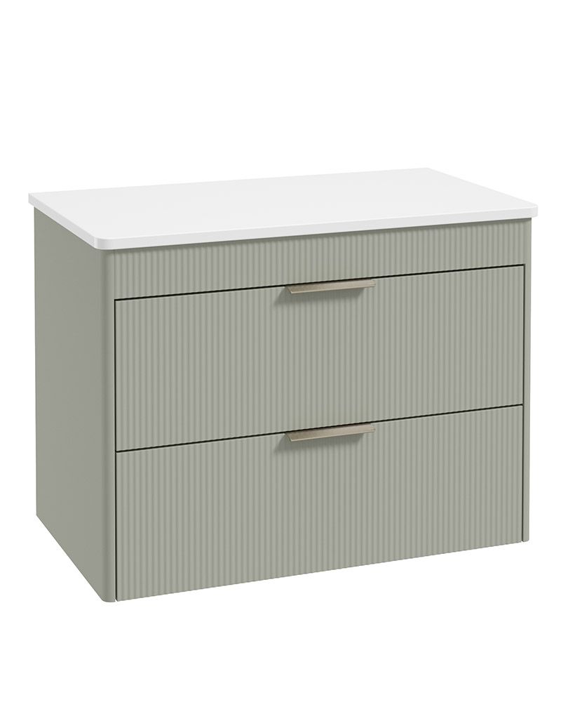 Sonas Reed 800mm 2 Drawer Countertop Wall Hung Unit with Optional Basin – Matt Lakeside Sage