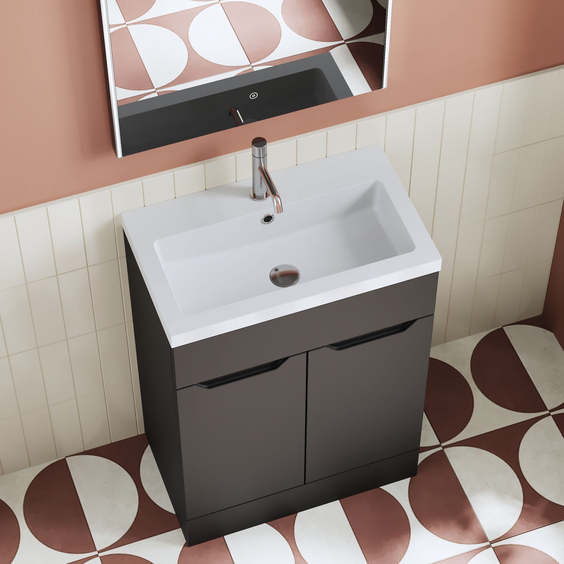 Nuie Lux Loave 600mm 2 Door Standard Floorstanding Unit – Soft Black