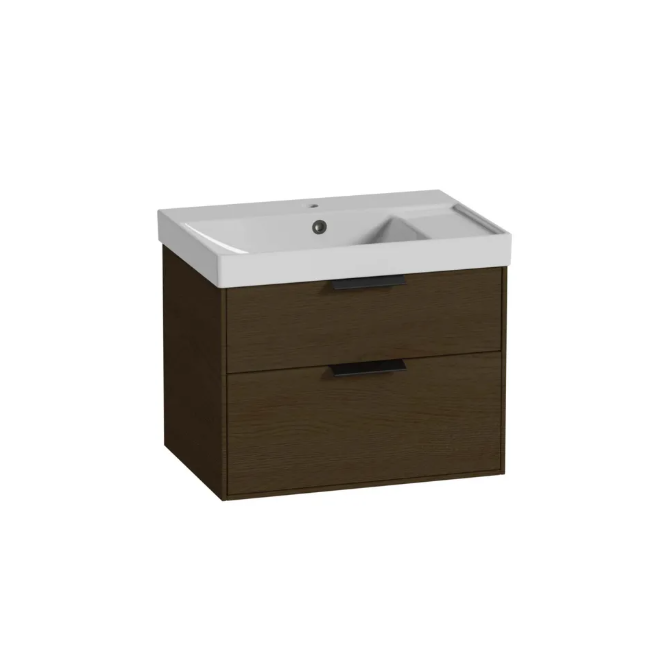 Roper Rhodes Faber 600mm 2 Drawer Wall Hung Unit & Basin – Tuscan Walnut