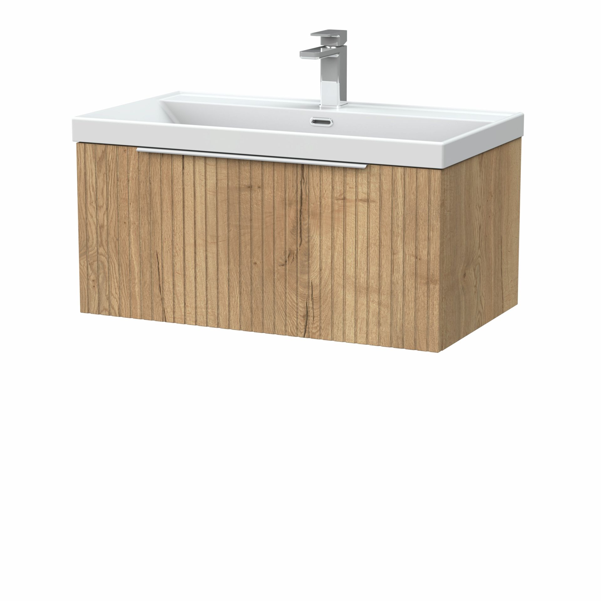 Nuie Lux Flume 800mm 1 Drawer Wall Hung Vanity Unit – Autumn Oak