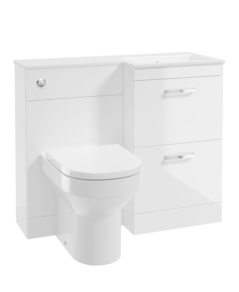 Sonas Corta 1000mm Right Hand Combination Two Drawer Vanity Unit – Gloss White