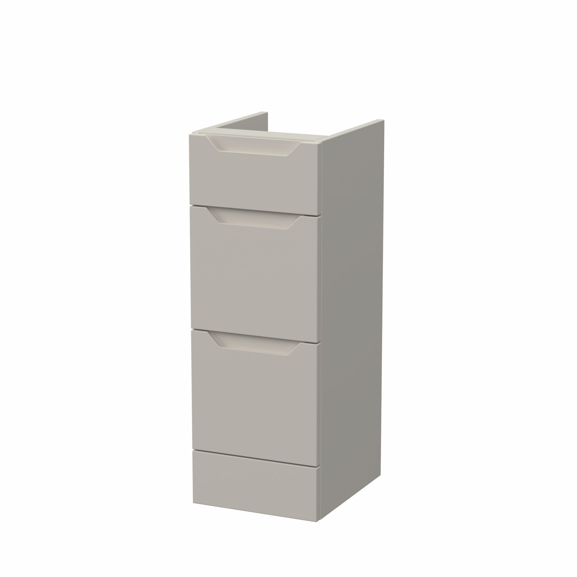 Nuie Lux Loave 300mm 3 Drawer Standard Floorstanding Unit – Pebble Grey
