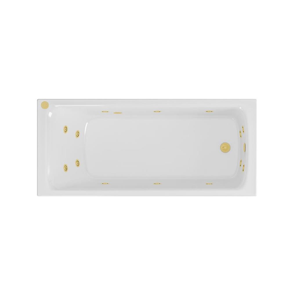 Eastbrook Beauforte Portland Single Ended 14 Jet Whirlpool Bath 1650x750x440mm – Brushed Brass