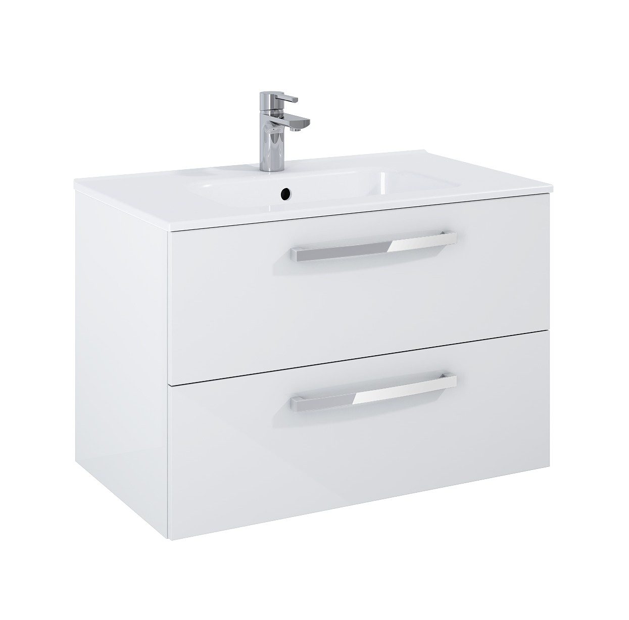 Aqua Aquatrend 800mm 2 Drawer Wall Hung Unit & Basin – Gloss White
