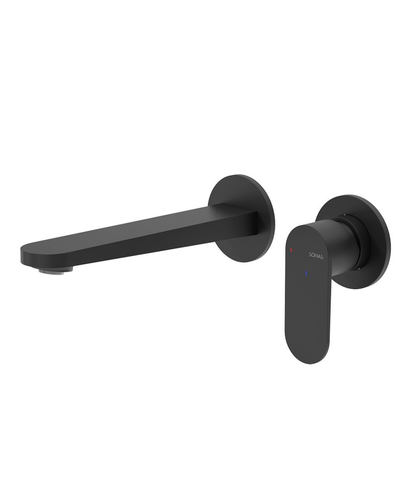 Sonas Living Urban Wall Mounted Basin Mixer with Easy-Fit Box – Matt Black