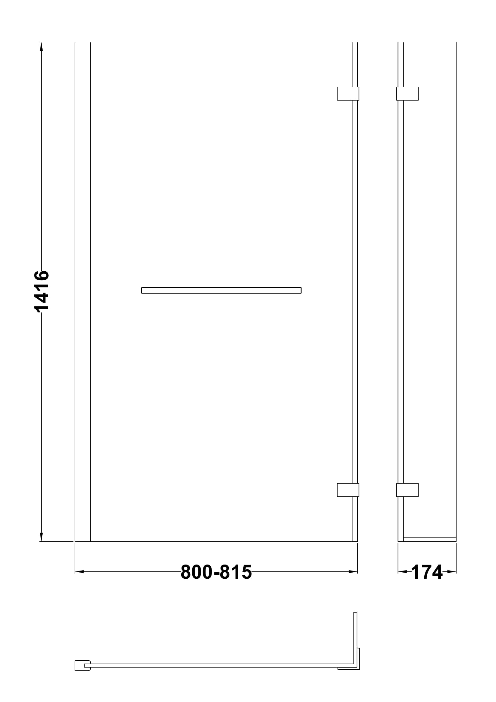 Nuie Pacific 6mm L-Shaped Bath Screen Hinged With Rail – Chrome