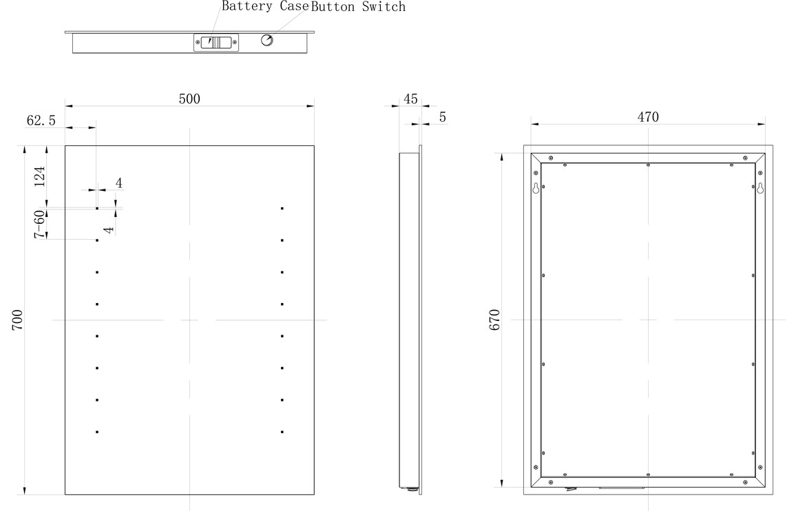 Megara Rectangle Battery-Operated LED Mirror