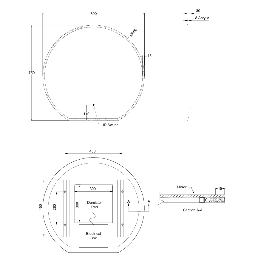 MyLife Mani LED Mirror 800mm