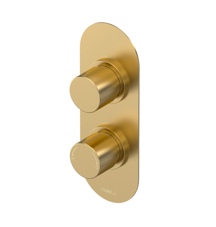 Nuie Lux Steeple Single Outlet Thermostatic Shower Valve – Brushed Brass