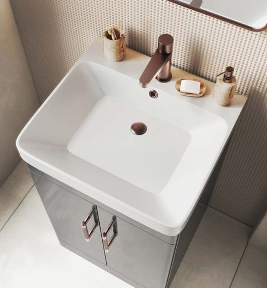 Scudo Rossini 500mm Floorstanding Vanity Unit & Basin – Wolf Grey