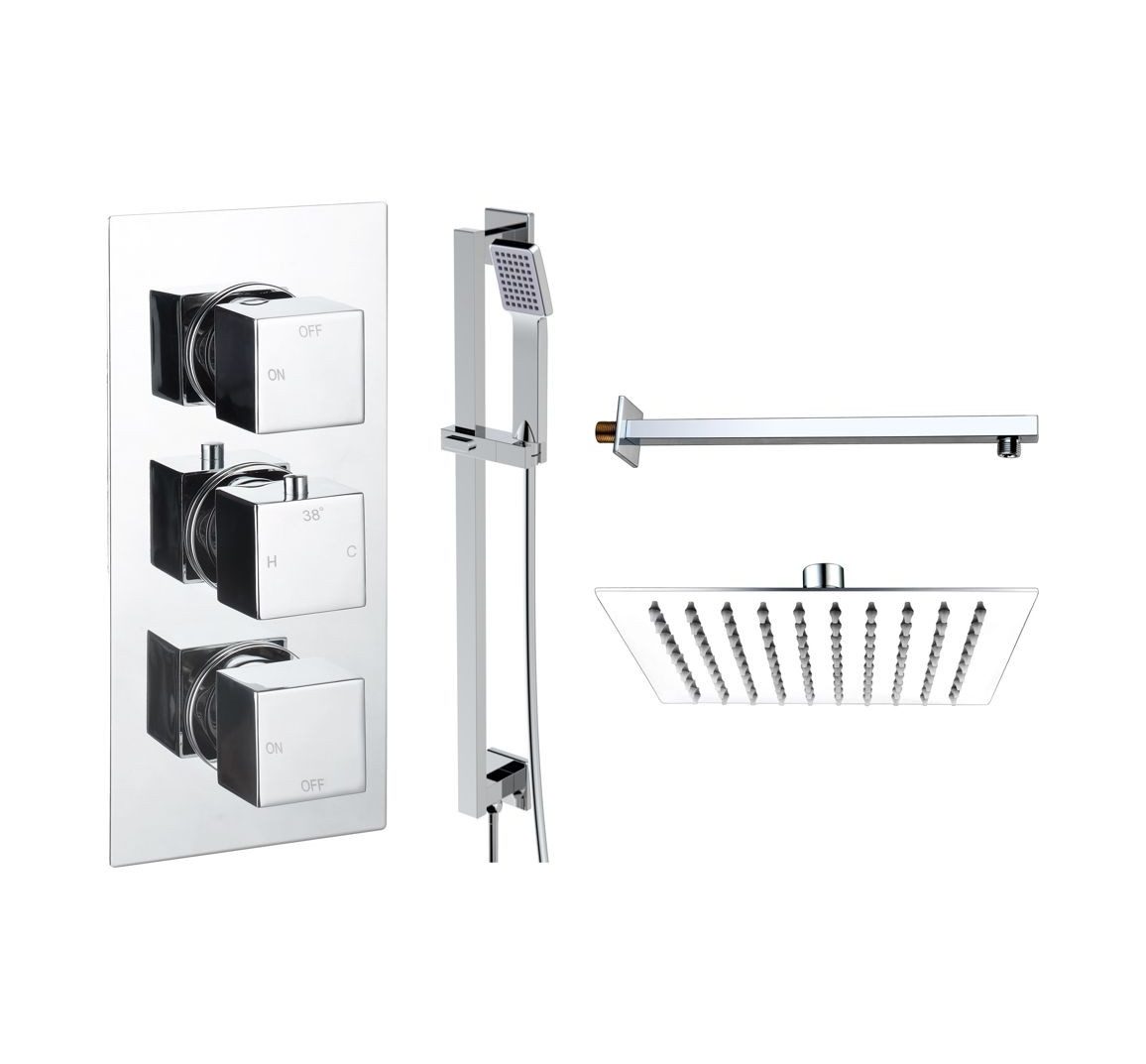 MyBathrooms Square Shower Valve & Kit Pack 3 – Chrome