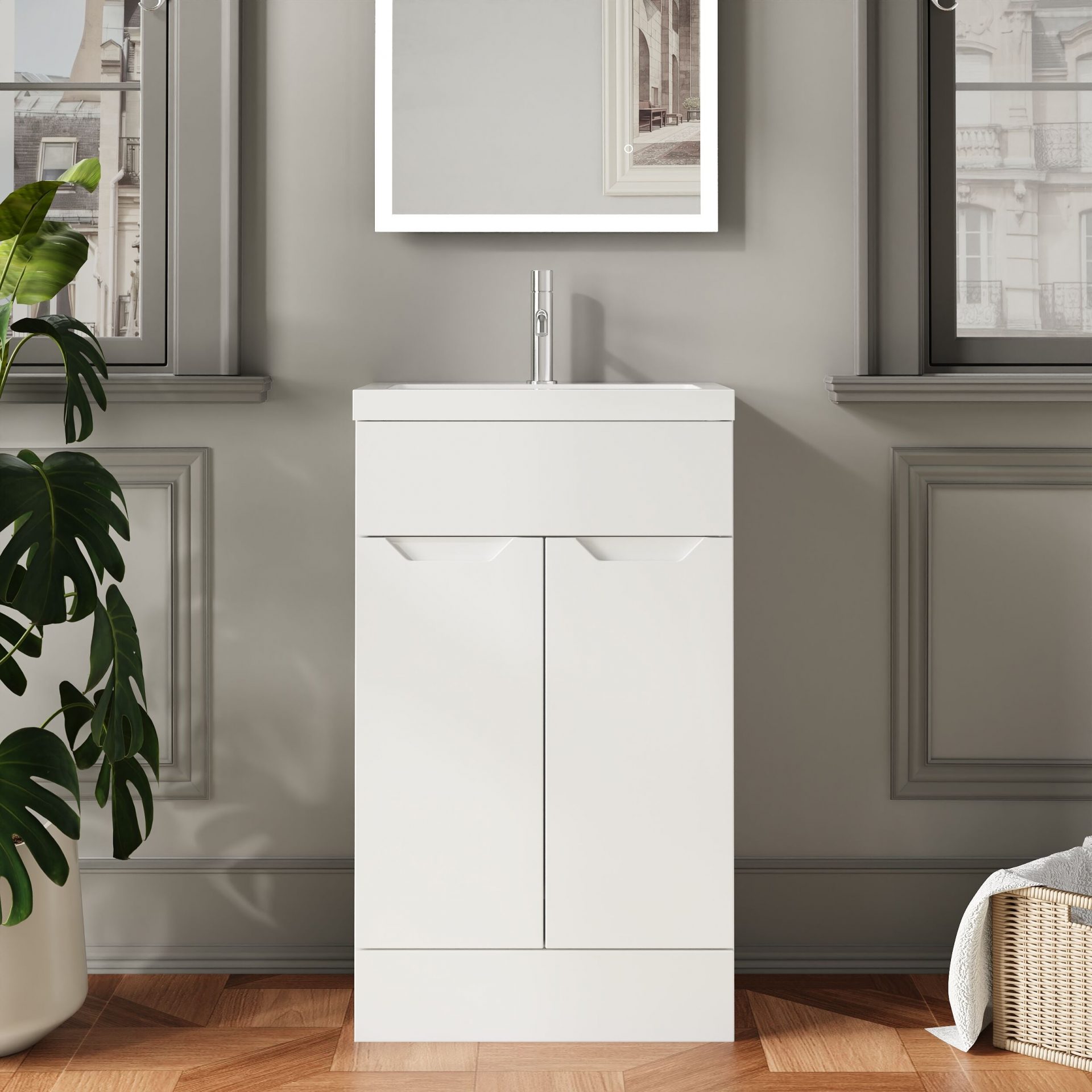 Nuie Lux Loave 500mm 2 Door Standard Floorstanding Unit – Matt White