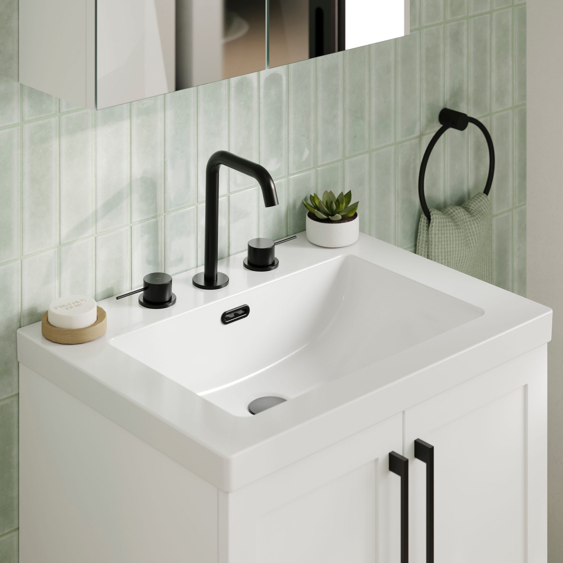 Nuie Lux Larck 800mm 2 Door Floorstanding Vanity Unit – Matt White