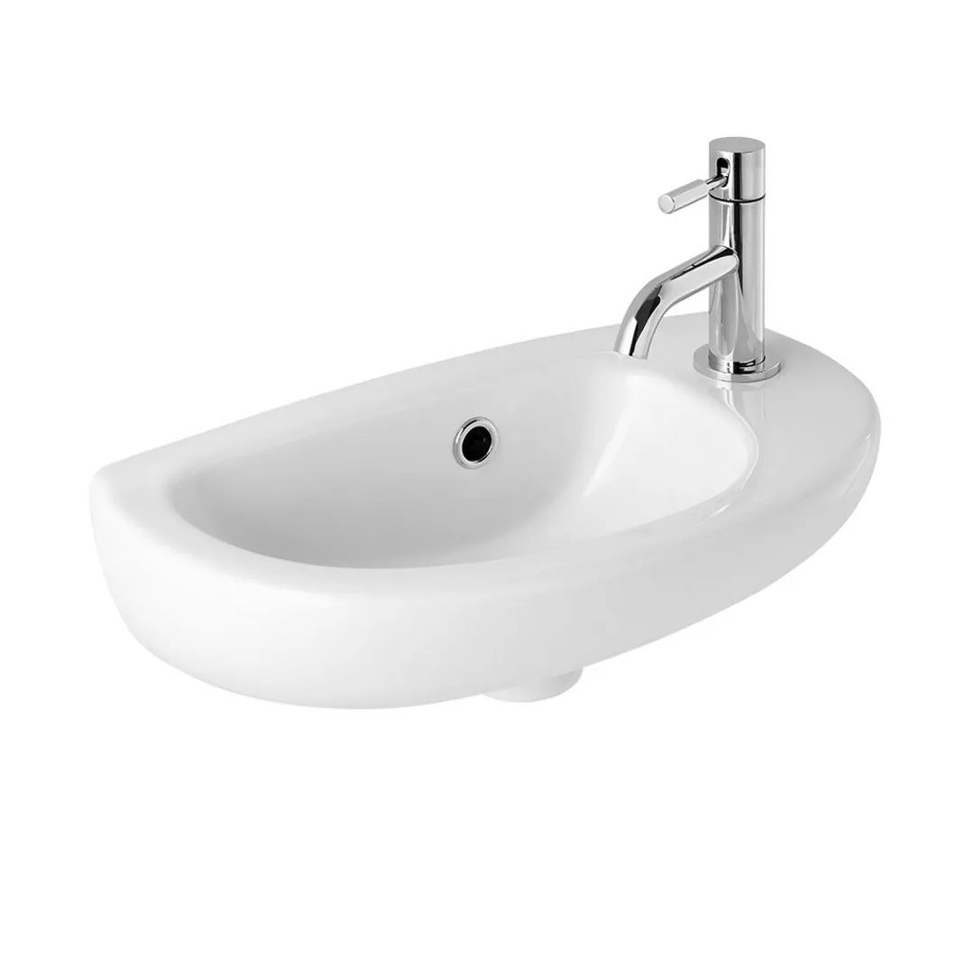 Eastbrook Kompact 410x210mm Right Hand Cloakroom Basin with Overflow – White